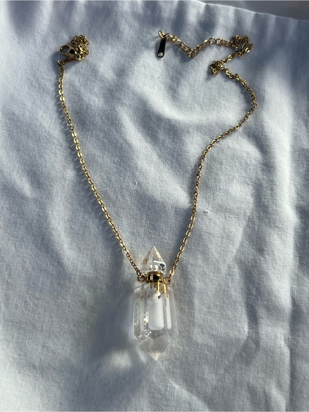Gold plated clear quartz necklace